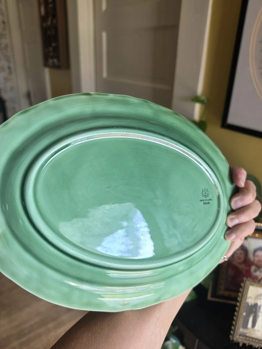 Mt CLEMENS Green Ceramic Serving Platter
